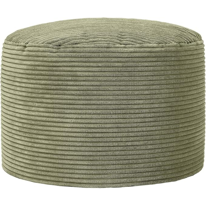 Icon Milano Stool, Salvei roheline, kohev Corduroy kangas, Bean Bag Corduroy, Pouf Stool with Filling, Footstock for the Living Room, Decorative Living Room