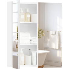 TUKAILAi Vannitoa peegelkapp 2 uksega, reguleeritava riiuli kõrgusega, peegelkapp, 60 cm lai, seinakapp, rippuv, vannitoa kapp, 50 x 13 x 60 cm