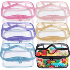 Quixotical 6 PVC mänguasjade hoiukoti komplekt, 23 x 17 x 11 cm, mänguasjade hoiukott tõmblukuga ja käepidemetega, mänguasjade lauamängude hoiukott ehitusklotside, mõistatuste jaoks
