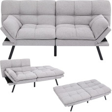 Makika Paul 3-kohaline magamisfunktsiooniga diivan, reguleeritavad käetoed, seljatugi, diivan, lamamispind kuni 273 kg, kokkupandav diivan, külalisvoodi, voodifunktsioon, elutuba, hall