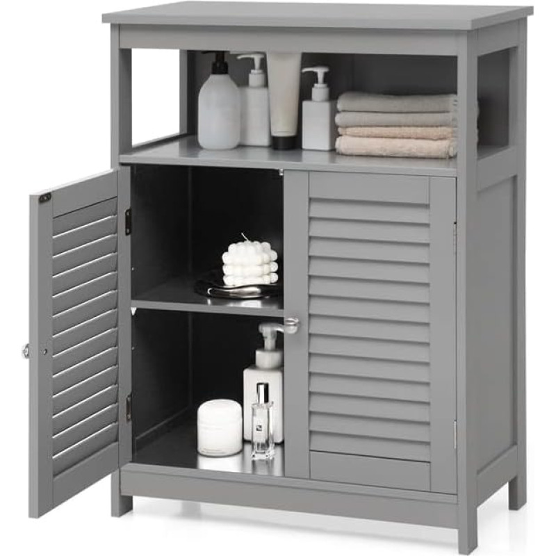 FANTASK puidust hoiukapp, vabalt seisev köögikapp 2 ruloo uksega, vannitoakapp, vannitoakapp köögi, vannitoa ja elutoa jaoks (hall)