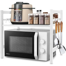 DWDHYEAN laiendatav mikrolaineahju riiul köögiriiul seisev mikrolaineahju riiul köögi riiul seisev köögi korraldaja 6 konksuga korraldaja köögi tööpindadele (valge)