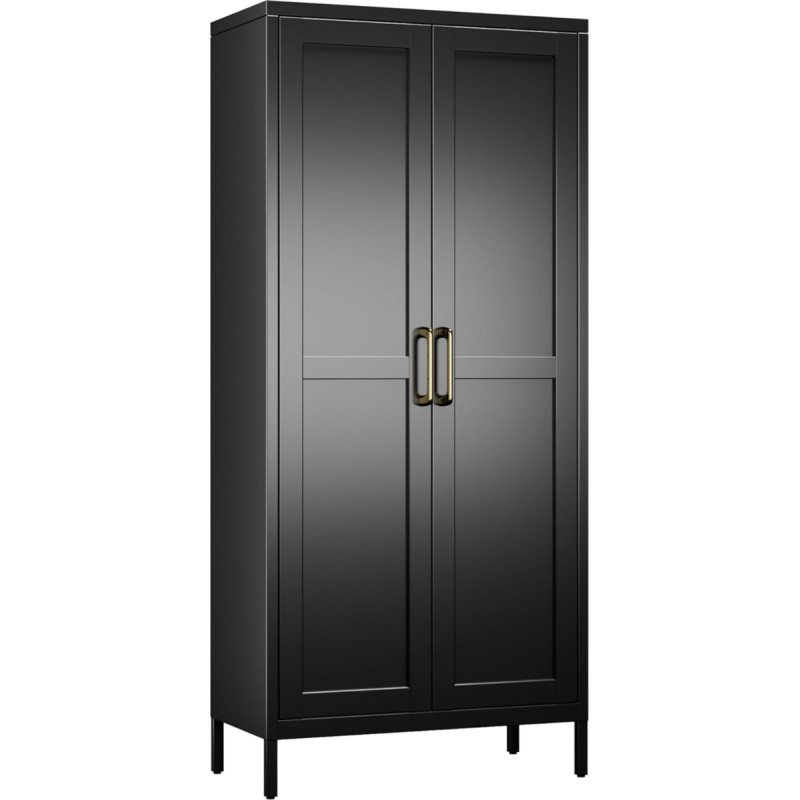 Aobabo metallist kontorikapp 2 ukse ja 3 reguleeritava riiuliga, 155 cm kõrge, must, rasked kapid, 4-tasandilised kõrged teraskapid garaaži, kontori, elutoa jaoks, kokkupanek vajalik