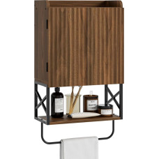 Apetaccat Vannitoakapp Wave Väikesed seinakapid reguleeritava riiuli ja magnetiliste lukustuvate ustega, seinale kinnitatud rippkapp vannitoa/pesuruumi jaoks, pähklipuust pruun
