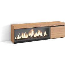 Skraut Home TV kapp, Lowboard, elutuppa ja söögituppa, 160, kuni 65-tollise teleri jaoks, elektrikamin, XXL, kaasaegne stiil, tammepuust