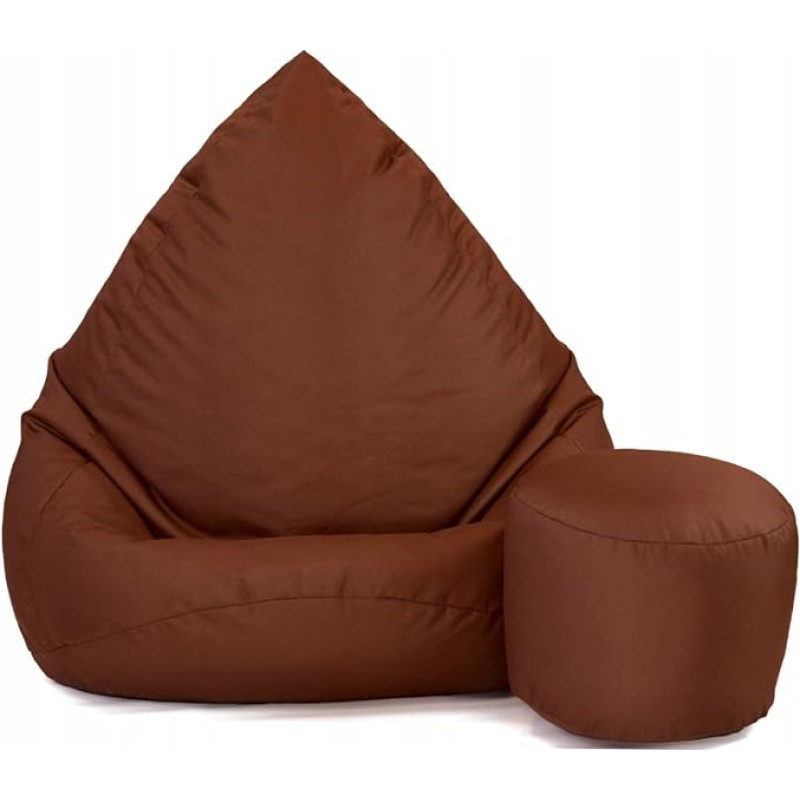 Slevobox Bean Bag koos tugitooliga, pruun, 112 x 82 x 82 cm, XXL täiskasvanute Bean Bag koos täidisega, magamistoa ja elutoa mööbel, siseruumide Bean Bags, veekindel, Lounge Chair, Bean Bag