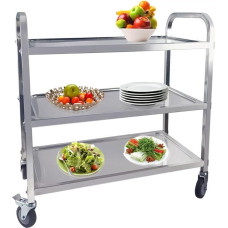 TAIMIKO 3-tasandiline roostevabast terasest köögikäru Köögikäru Toitlustusrestoran Serveerimiskäru lukustatavate ratastega Garaaž Restoranid Hotellid Suurus 950 x 500 x 950mm