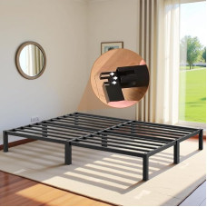 FetiNes voodiraam 140 x 200 cm, metallist kaheinimesevoodi raam magamistuppa koos liistudega - must