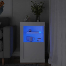 Festnight LED-valgustusega külgkapp Avatud riiulid Külgkapp Elutuba Väike LED-valgustusega külgkapp Säilituskapp Kirst valge elutoa kapp puidust materjalist