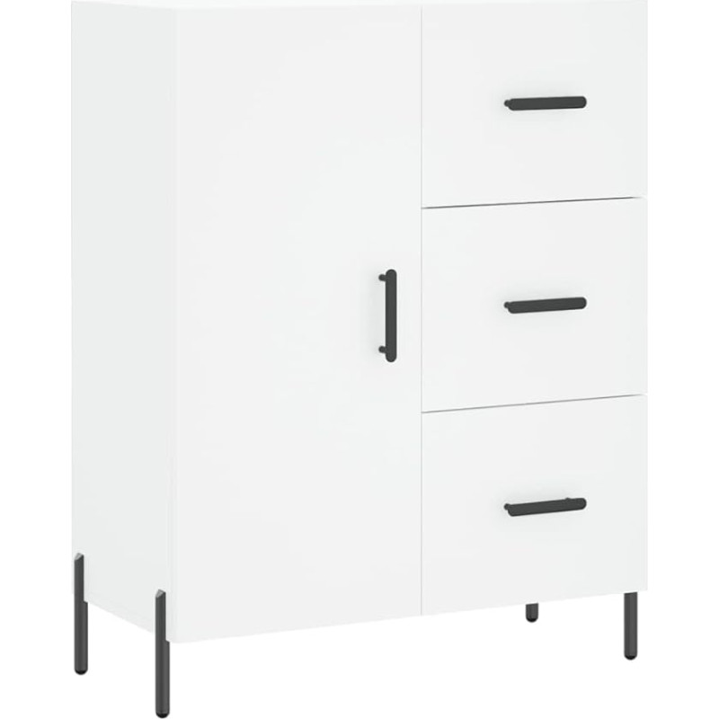 vidaXL Sideboard, kapp 3 sahtliga, 2 kambriga, Highboard elutoa kapp ukse metallist jalgadega, kapi küljepaneel, külgkapp, valge puitmaterjaliga