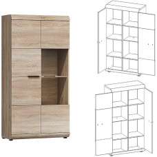 Mööbel24 LINK vitriinkapp, seisev vitriinkapp, elutoa kapp, 2 uksega vitriinkapp (1 x LED valgustusega)