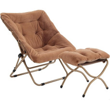 Tiita Saucer Chair koos Ottomani, pehme Faux Fur ülisuurtoimeline kokkupandav tugitool, Lounge Lazy Chair, metallist raamiga kuutool magamistuppa, elutuppa, ühiselamutesse, aeda ja õuealale