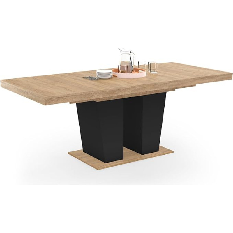 IDMarket - Eliad ristkülikukujuline pikendatav söögilaud 6-10 inimesele Puit ja must 160-200cm