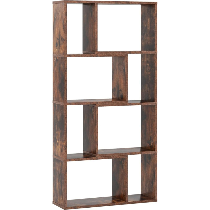 GIANTEX 8-kohaline raamaturiiul, ruumijaotusriiul 60 x 20 x 120 cm, puidust seisev riiul 2 kallutuskaitseseadmega, kuubiku riiul elutuppa ja lastetuppa (pruun)