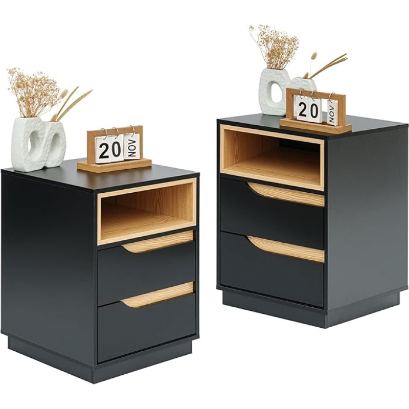 Modernne öökapp sahtliga, 2 tk, kastipedeli voodikapp, puidust kapp 40 x 54 x 40 cm (B x K), sahtlituba, sahtlituba, sahtlituba, sahtlituba, sahtlituba, sahtlituba, sahtlituba.