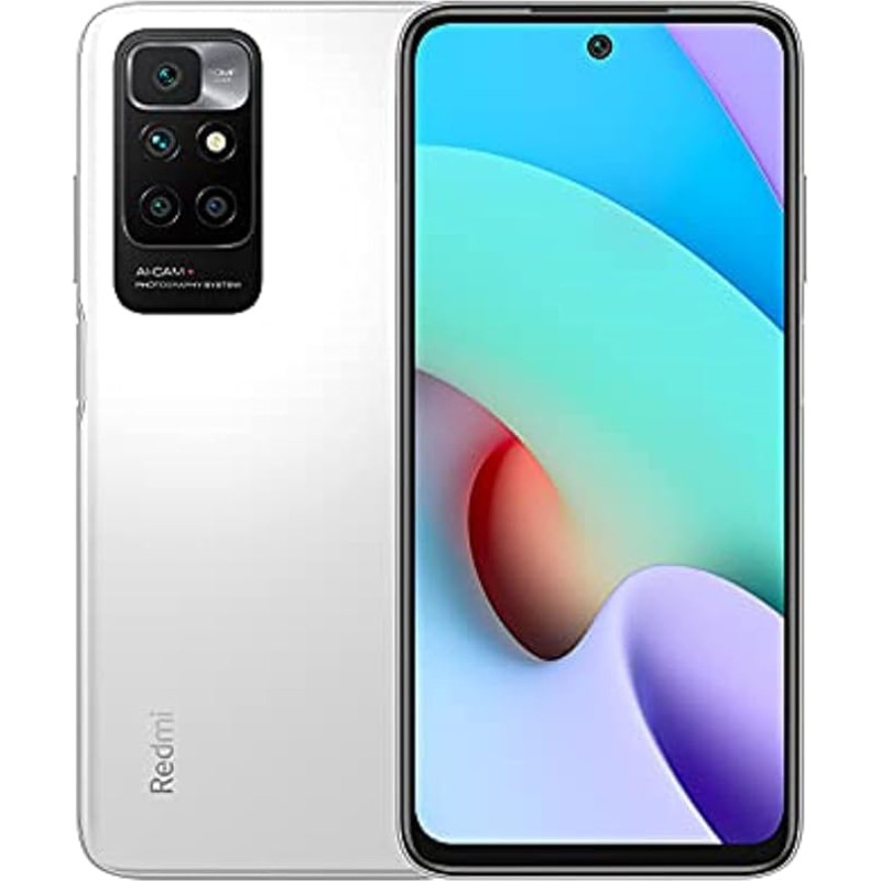 Xiaomi Redmi 10 2022 nutitelefon, 6,5-tolline FHD + DotDisplay, MediaTek Helio G88, AI Quad Camera (6GB + 128GB, Pebble White)