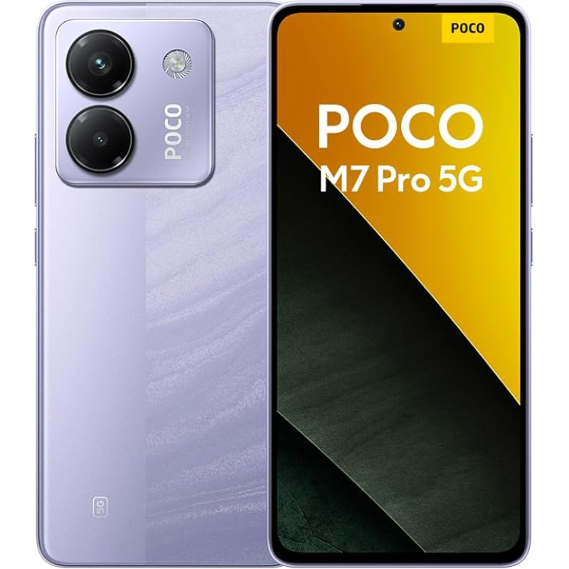 Xiaomi Poco M7 Pro 5G nutitelefon, 8+256GB, lilla, selge 50MP Sony kaamera OIS-iga, 5110mAh aku, 45W turbolaadimine, 120Hz silmasõbralik AMOLED ekraan