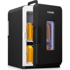 FOHERE 2-in-1 minikülmik, 15L külmik ruumi jahutus- ja küttefunktsiooniga, DC/AC autodele, kontoritele ja ühiselamule, Eco madala müraga režiim, kosmeetika ja jookide jaoks, must