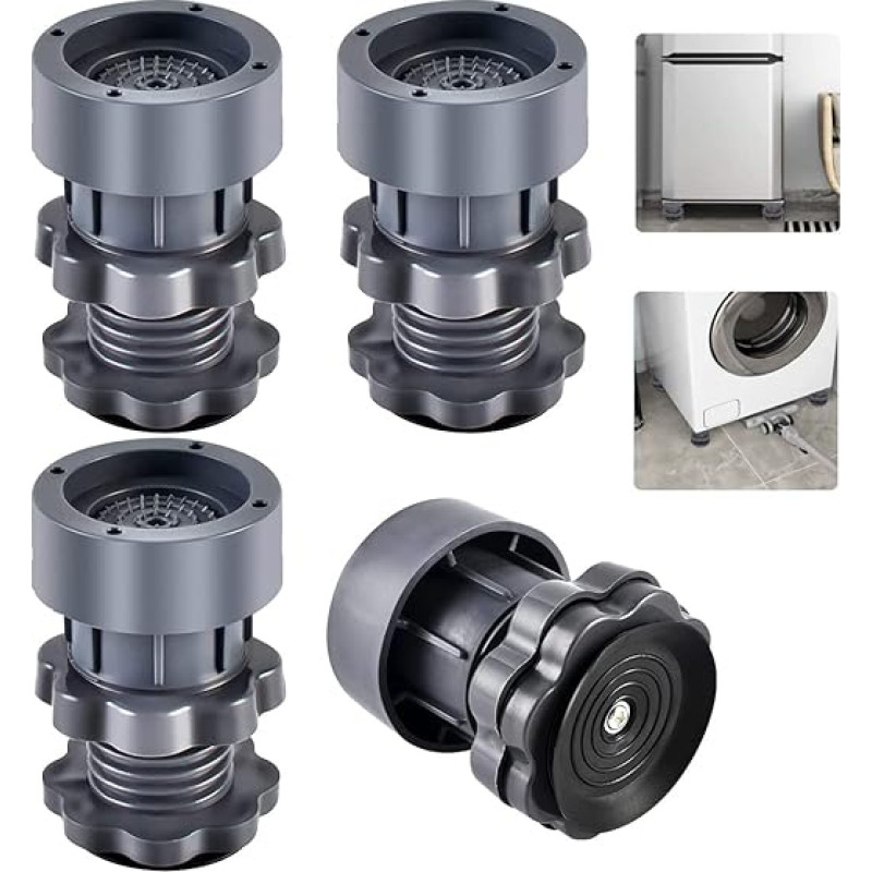 Pack of 4 Vibration Damper Washing Machine, Adjustable Vibration Damper, Adjustable Height 7-10 cm, Washing Machine Rubber Feet for Washing Machines Dryers