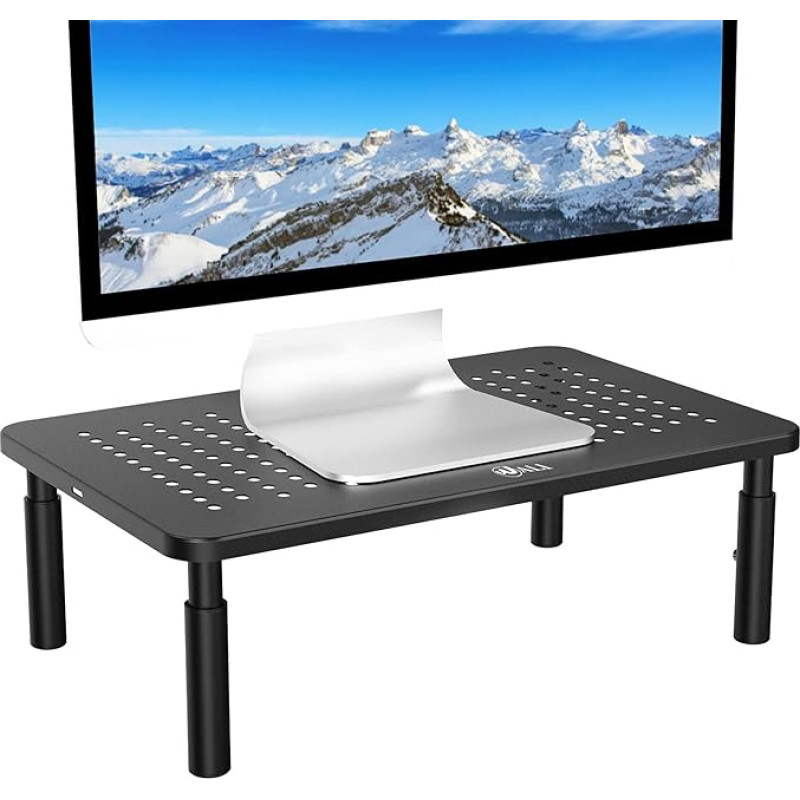 WALI Monitor Stand, 3 Height-Adjustable Monitor Riser Desk, Space-Saving Screen Riser with Ventilation Platform for Computer, PC, Laptop, Printer up to 20 kg (STT003) (Pack of 1)