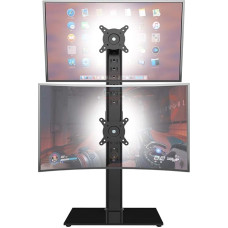 Dual Monitor Stand - Vertical Stacking Screen Freestanding Monitor Stand for Two 13 to 34 Inch Screens with Rotating, Tilting and Height-Adjustable Screen Black