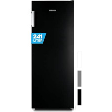 Heinrich´s Freestanding Fridge 241 L, Full Room Fridge, LED Lighting, Standing Fridge with 5 Glass Shelves + 1 Vegetable Compartment + 4 Door Shelves, Door Hinge, Changeable, Quiet 39 dB, Black