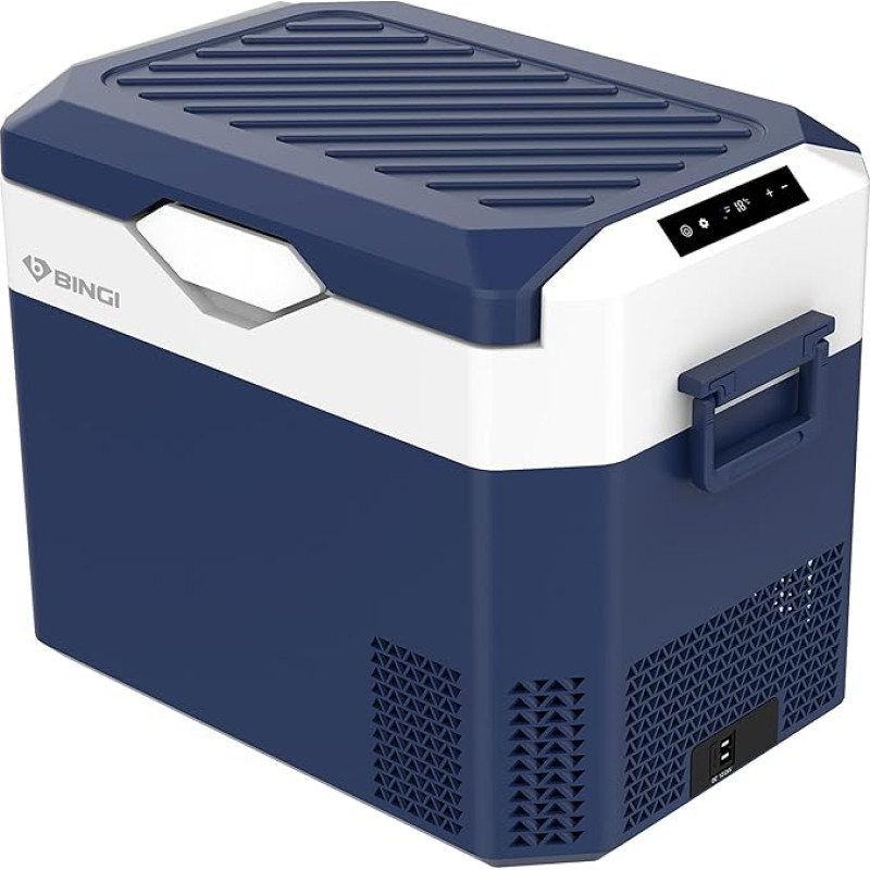 Bingi Compressor Cool Box, 30 Litres, Portable Car Refrigerator, 12/24 V DC and 230 V AC Mini Freezer for Car, Truck, Camping, Motorhome and Home (15°C to -18°C)