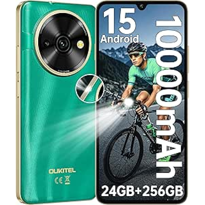 OUKITEL C59 Pro nutitelefon ilma lepinguta - Android 15 10000 mAh aku 24GB + 256GB mobiiltelefon ilma lepinguta 6,88-tolline 90Hz ekraan 13MP + 5MP kaamera, 120LM taskulamp, NFC, GPS, Dual SIM