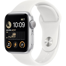 Apple Watch SE (2. põlvkond) (GPS, 40 mm) - alumiiniumist korpus hõbedane, valge spordirihmaga - tavaline (uuenenud)
