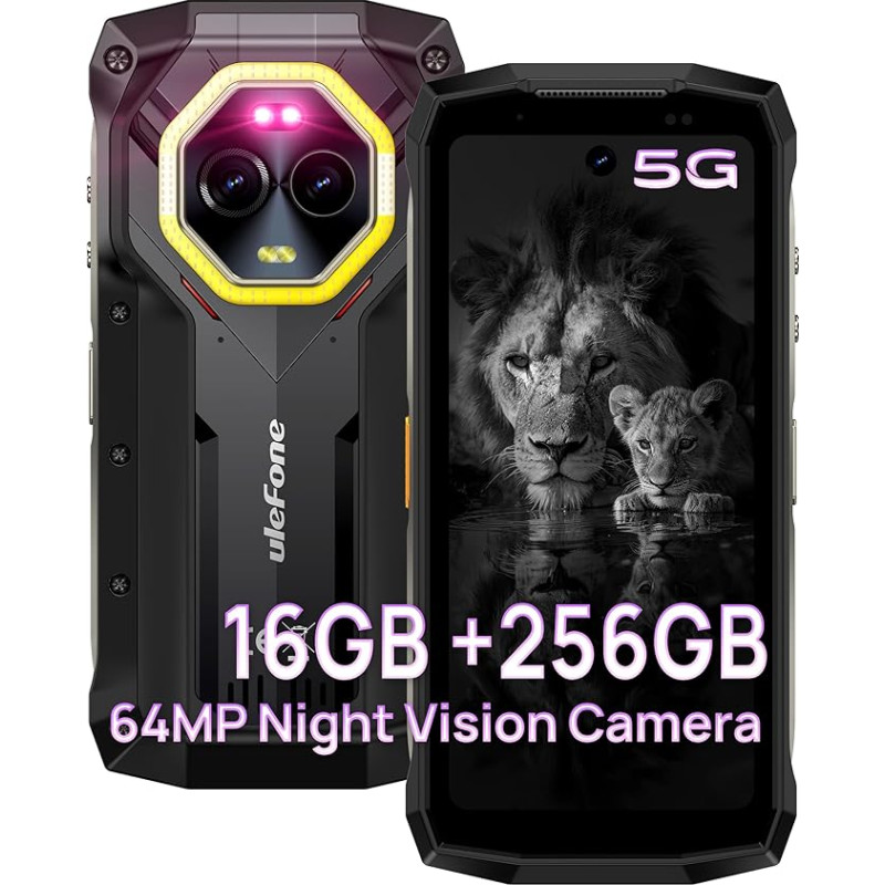 Ulefone Armor Mini 20 Pro väljas mobiiltelefon 5G, 16GB + 256GB/2TB väljas nutitelefon, 50MP + 32MP kaamera Android 14 vastupidav nutitelefon, 6200mAh aku, 4,7-tolline HD+ IP68 nutitelefon, OTG/NFC