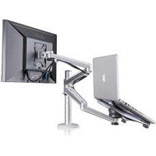 ThingyClub® Adjustable Aluminium Universal Laptop Notebook & Computer Monitor Stand Desk Mount Bracket clamp Tilt Swivel Dual Arm Support Holder (Laptop & Monitor)