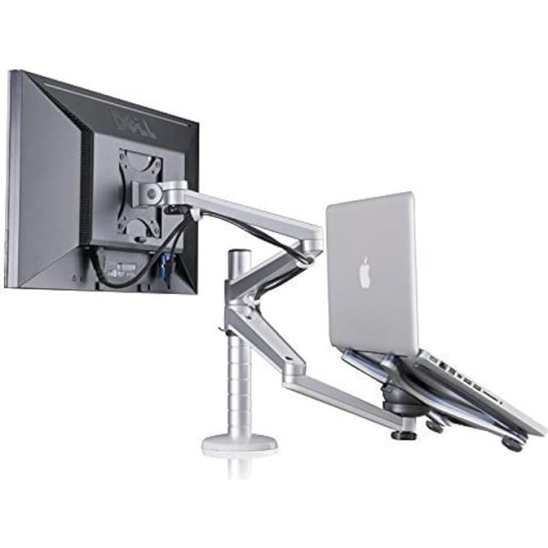 ThingyClub® Adjustable Aluminium Universal Laptop Notebook & Computer Monitor Stand Desk Mount Bracket clamp Tilt Swivel Dual Arm Support Holder (Laptop & Monitor)