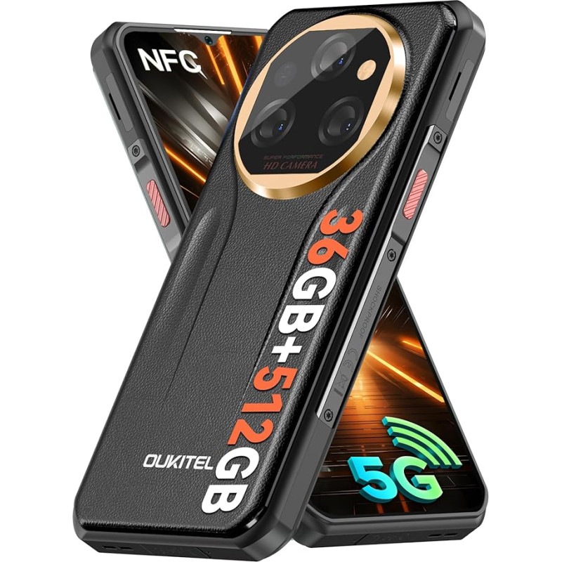 OUKITEL WP39 Pro Outdoor mobiiltelefon 5G - 36GB RAM + 512GB ROM 11000mAh Outdoor nutitelefon ilma lepinguta, 6,6-tolline FHD + Android 14 ehitusplatsil mobiiltelefon, 64MP + 32MP + 8MP öönägemine