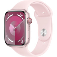 Apple Watch Series 9 [GPS + mobiilside, 45 mm] alumiiniumist korpus roosa koos spordirihmaga roosa, M/L (uuenenud)
