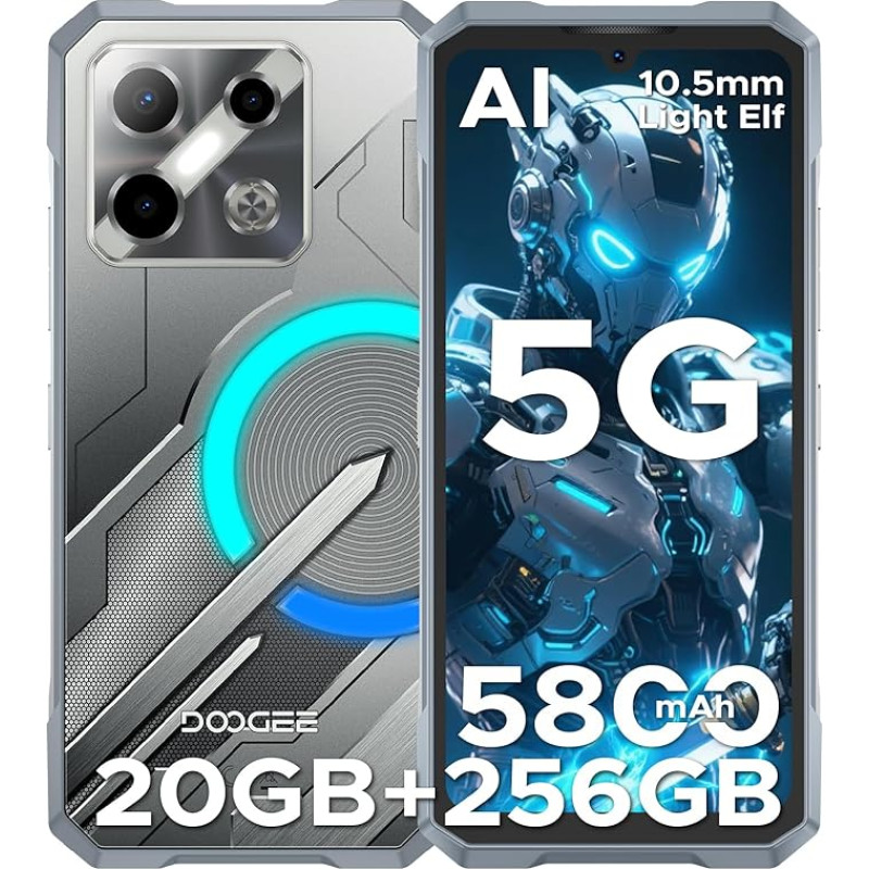 DOOGEE Blade GT Play 5G välitingimustes kasutatav mobiiltelefon ilma lepinguta, LED valgusefektiga, Dimensity 7025, 20GB + 256GB/2TB TF, 6,72-tolline FHD + 120Hz Ultra Thin Outdoor Smartphone, 50MP / sõrmejälg / näotuvastuse tuvastamine