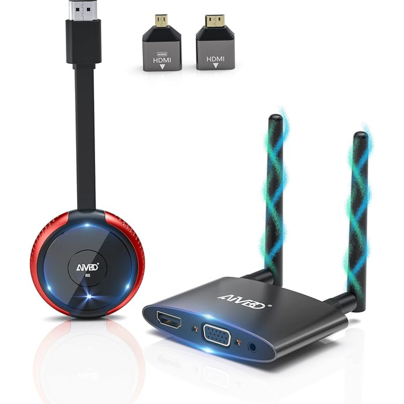 HDMI Wireless 5G 4K, traadita HDMI saatja ja vastuvõtja, 165FT traadita raadiosaatja HDMI & VGA Dual Screen Cast sülearvutist / PC / kaamera HDTV / projektor / monitor, toetab
