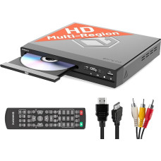 Oakcastle DVD100 Region Free DVD mängija telerile Mini DVD mängija HDMI 1080p Upscaling CD mängija koos USB ja MP3 HDMI kaabli, RCA kaabli ja kaugjuhtimispuldiga kaasas