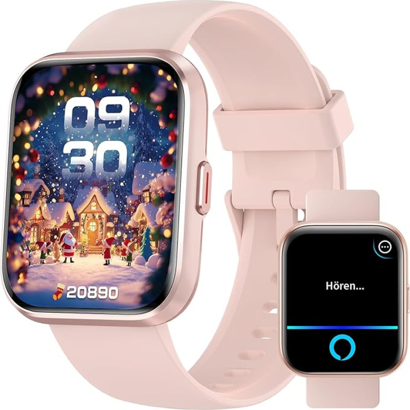 Naiste nutikell koos telefoni funktsiooniga, 1,8-tolline Alexa sisseehitatud IP68 veekindel spordikell, 110+ spordirežiimi, sammuloendur koos südame löögisageduse/magamismonitoriga, nutikell Androidile ja iOSile