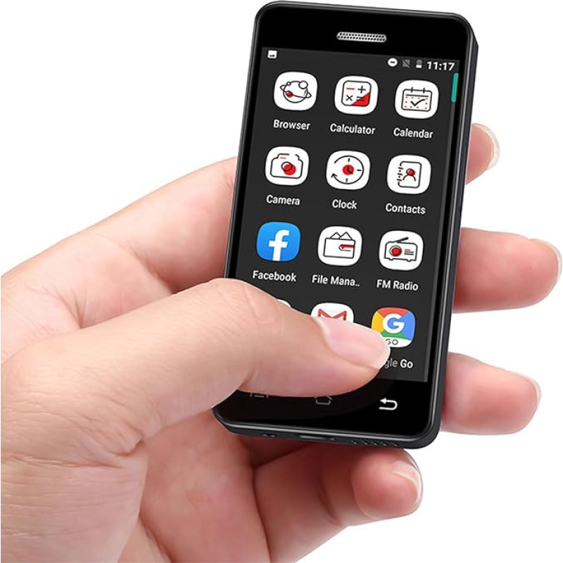 Hipipooo Väike telefon, 3G minitelefon, 2,5-tolline, toetab Nano SIM-kaarti, 950 mAh, Android 8.1, lastetelefon, 2 GB + 16 GB (S9Pro-must)