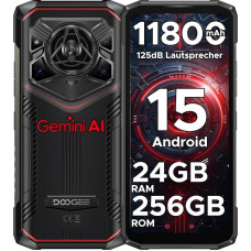 DOOGEE Blade 20 Pro välitelefon ilma lepinguta Android 15, 24GB RAM/256GB ROM (2TB) 11800mAh aku, 50MP + 20MP + 8MP, 125dB kõlariga välitingimustes nutitelefon, 6,6-tolline HD + 90Hz, 3 kaardipesa