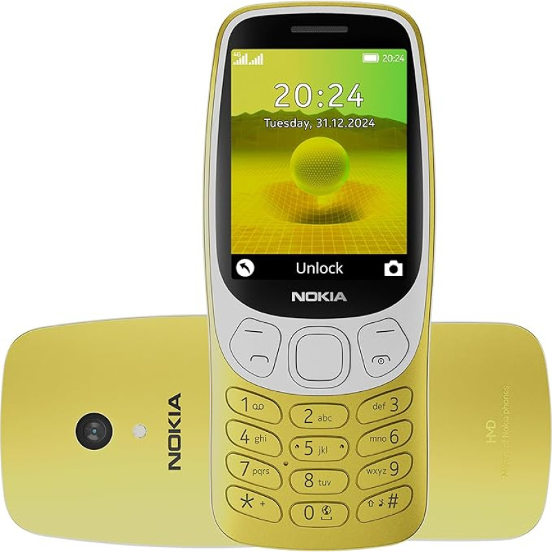 Nokia 3210 Gold Mobiiltelefon 4G Telefoni legend kaasaegses versioonis, suur 2,4-tolline ekraan, mugav klaviatuur, 2 MP kaamera, FM-raadio, taskulamp, Bluetooth