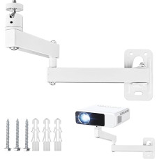 Lemgyiamz Kokkupandav projektori seinakinnitus, projektori seinakinnitus 360° pöörleva varrega, mitme nurga reguleeritav projektori statiiv, projektori kinnitamine lakke kodukino, mängutoa, kontori jaoks