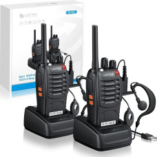 eSynic Walkie Talkie litsentsitud PMR446 16 kanaliga raadioside laetav VOX raadio PMR 0.5W raadiovastuvõtu 16 kanaliga Talkie raadio koos USB laadimisjaama ja peakomplektiga (2 tk)