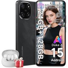 Blackview Color 6 lukustamata mobiiltelefonid, 24GB+128GB/2TB, 50MP+13MP AI kaamera, 5000mAh/18W, Dual SIM nutitelefon, 4G Android 15 nutitelefon, 5G WiFi/OTG/GPS, sõrmejälg/näo tuvastamine, must