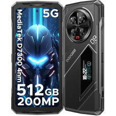 DOOGEE V40 Pro väljas mobiiltelefon 5G, 36GB RAM + 512GB ROM Android 14 väljas nutitelefon 1,47-tollise tagumise ekraaniga, 4nm D7300 protsessor, 200MP + 32MP + 20MP öönägemiskaamera ehitusplatsil Mobile