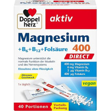 Doppelherz Magnesium 400 + B6 + B12 + Foolhape Direct - Magneesium toetab lihaste ja närvisüsteemi normaalset toimimist - 40 vegan portsjonit