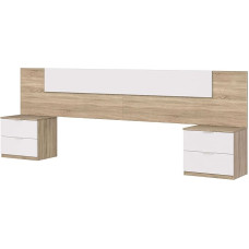 Habitdesign 016075F - pea- ja öökapid kanada tamme ja valge lakiga 247 x 95 x 34 cm sügavusega