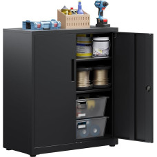 Registrikapp, lukustatav garaažikapp, 3-tasandiline kontorikapp, reguleeritavate riiulitega töökojakapp, kontorisse, garaaži ja majapidamisruumi, must