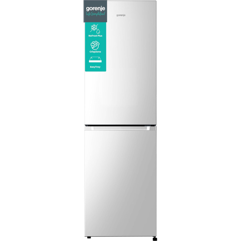 Gorenje NRK 418 ECW4 külmik-sügavkülmik, NoFrostPlus, Multiflow 360°, CrispZone, 182,4 cm, külmiku maht 171 l, sügavkülmiku maht 85 l, 41 dB/226 kWh/aasta, valge