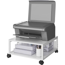 IBUYKE TLJ008W 2-tasandiline lauaarvuti stendikäru, ratastega printerilaud, laua raskekaaluline rulliv laud koos hoiukastidega, raamatute, faksi, skänneri, kodukontori jaoks